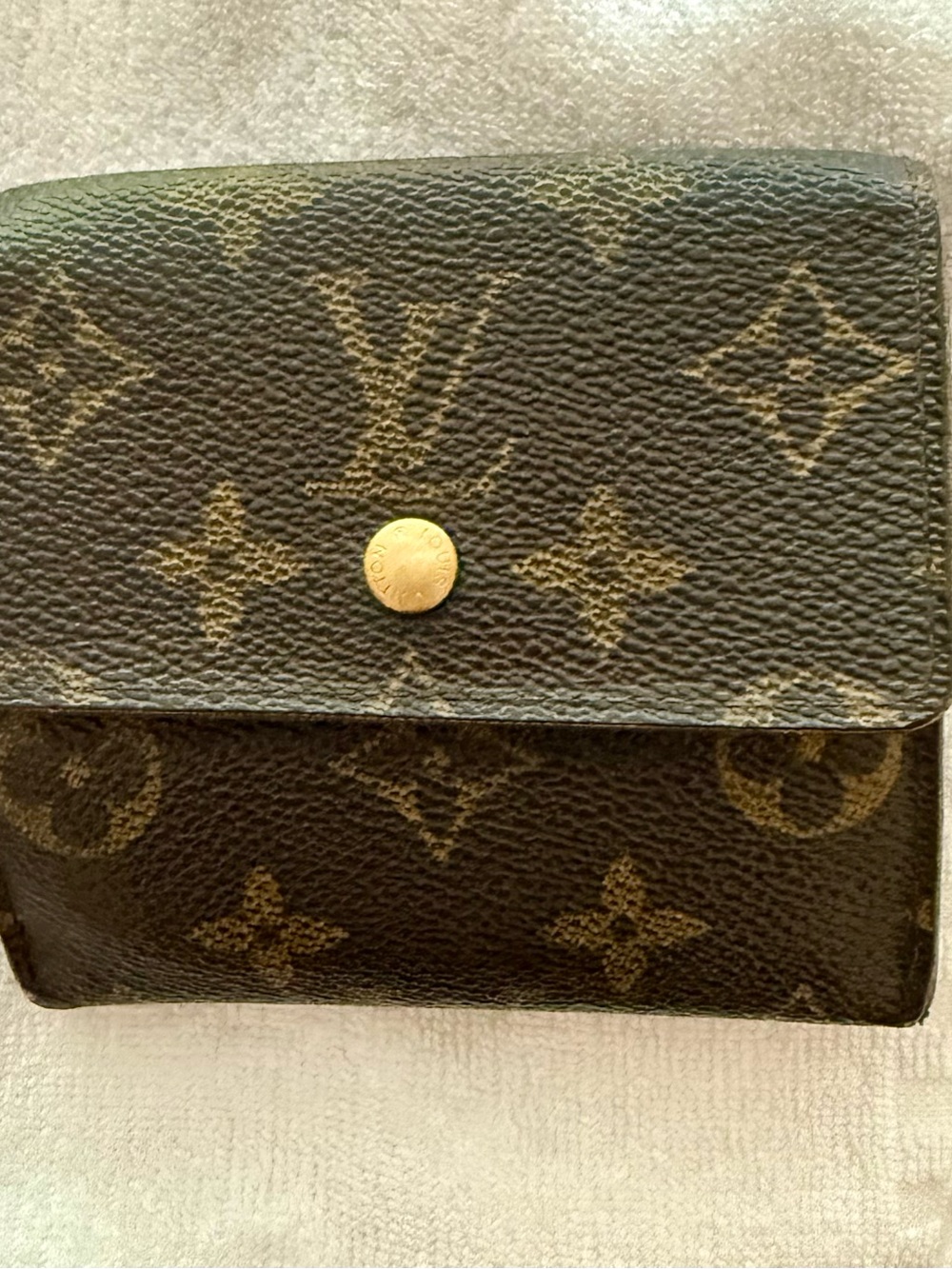Louis Vuitton Brown & Tan Monogram Portefeuille Elise Wallet Vintage Small
